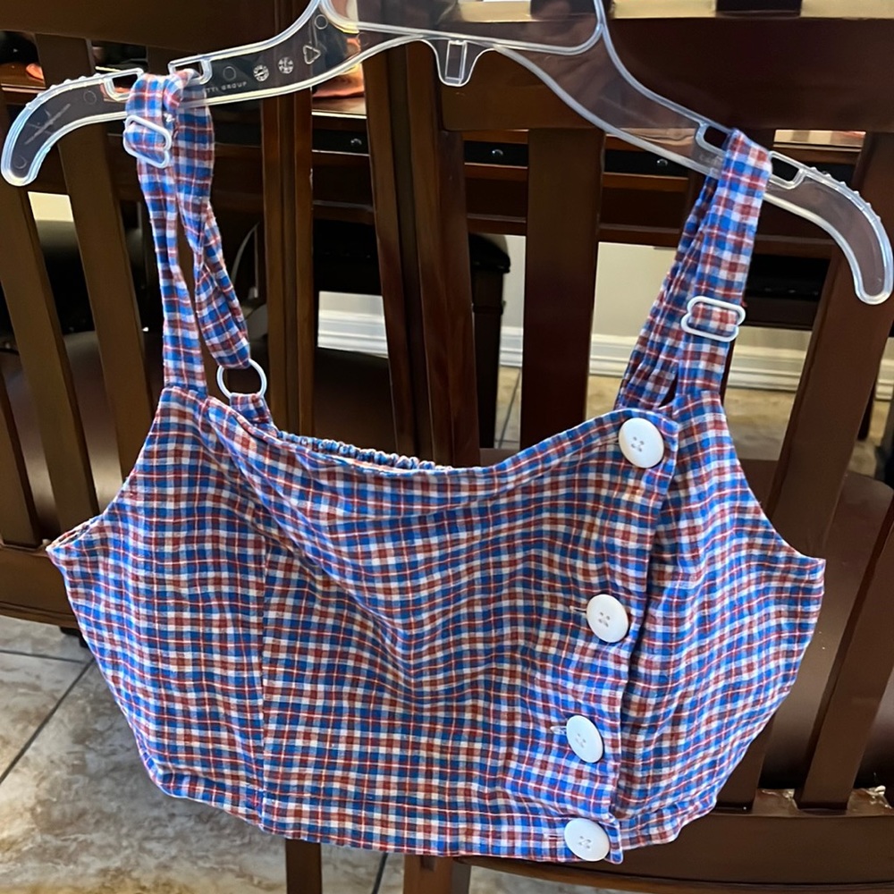 Urban outfitters cropped gingham top with buttons
